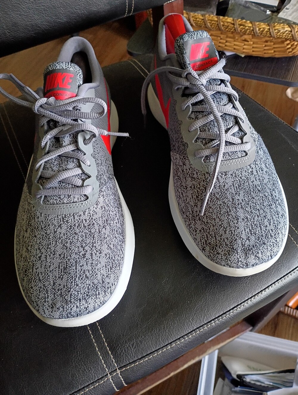Nike Men’s Gray and Red Knit Sneakers